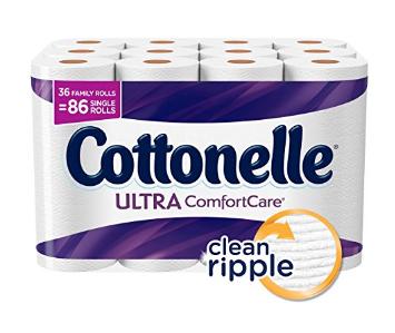 Cottonelle Ultra ComfortCare Toilet Paper, Bath Tissue, 36 Family Rolls – Only $19.39!