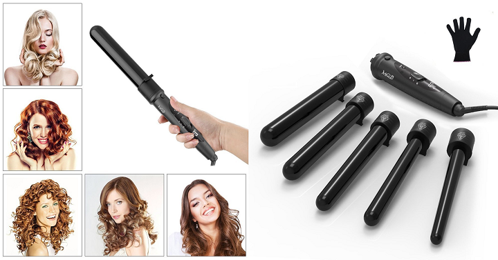 MQB 5 in 1 Curling Iron Wand Set Only $25.80 Shipped! (Highly Rated)