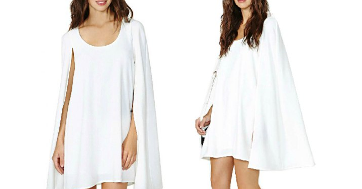 Women’s White Scoop Neck Cape Dress Only $10.23 Shipped!