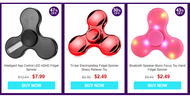 Unique Fidget Spinners Starting at $1.49 + Save an Additional 20% Off! And, FREE Shipping!