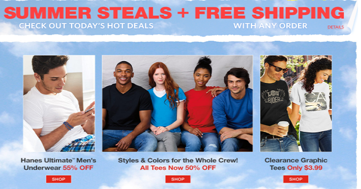 Hanes: Summer Steals + FREE Shipping! Clearance Graphic Tees Only $3.99!