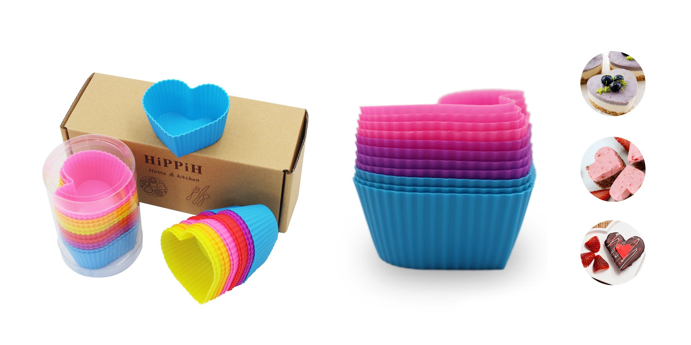 Set of 24 Heart Shaped Reusable Silicone Muffin Cups Only $5.99!