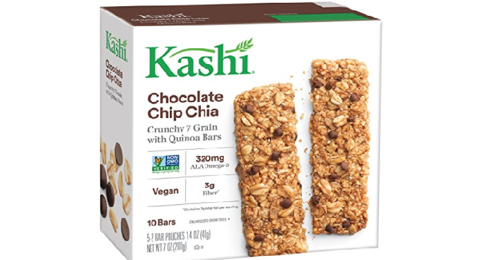 Move Fast! Kashi Crunchy Chia Bars Chocolate Chip, 5-2 Bar Pouches Only $0.25! (Add-On Item)
