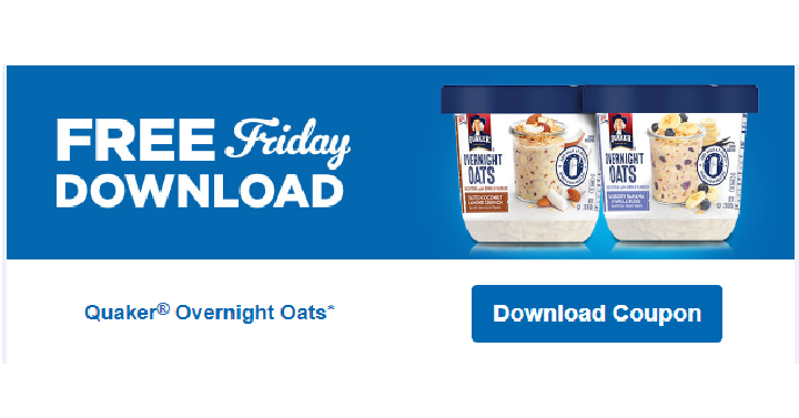 FREE Quaker Overnight Oats! Download Coupon Today, July 14th Only!