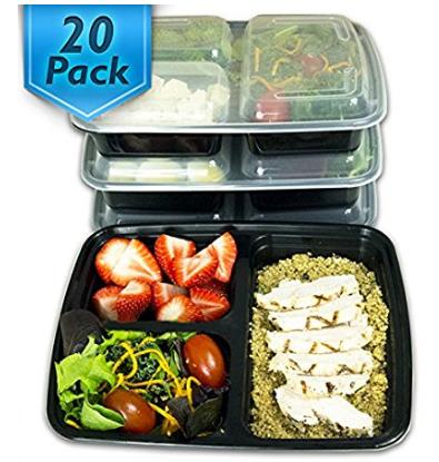 3-Compartment Meal Prep Containers (Pack of 20) – Only $17.75!