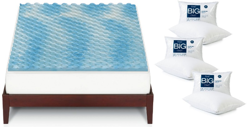 THe Big One Gel Memory Foam Mattress Topper + 3 Pillows Only $26.84!