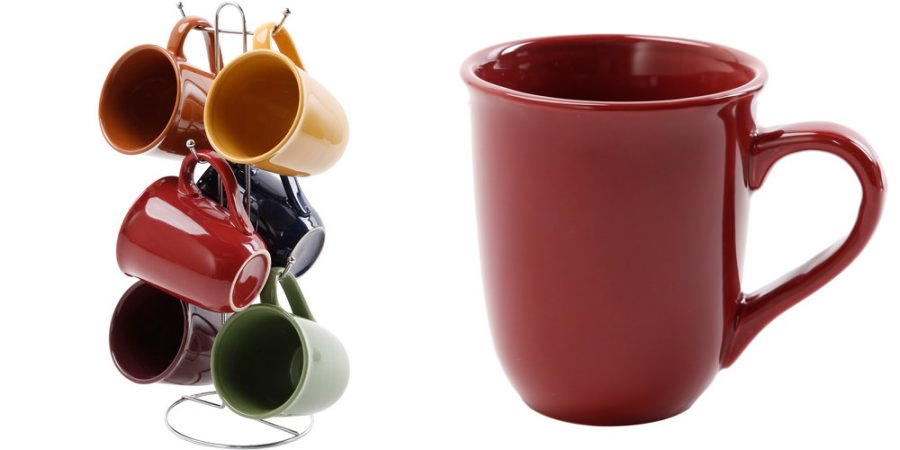 Set of 6 Gibson Everyday Contempo Hues Mug Set With Rack Just $9.97!