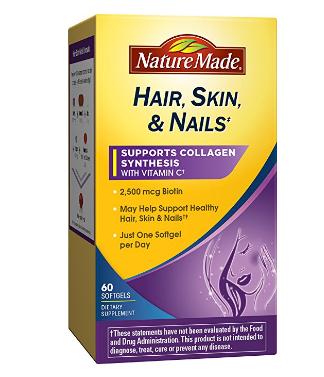 Nature Made Hair, Skin, Nails with Biotin Softgel, 2500 mcg, 60 Count – Only $3.55!