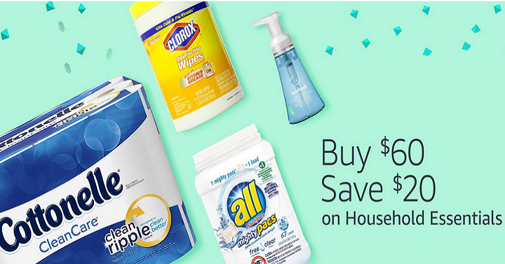 Prime Members: Save $20 on Your $60 or More Purchase of Household Essentials!