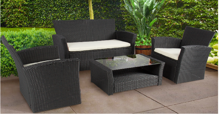 Outdoor Patio Furniture Wicker Rattan Sofa Set (4 Pieces) Only $264.99 Shipped! (Reg. $899.95)