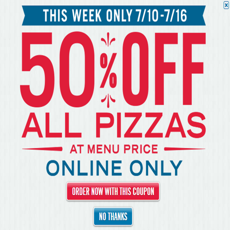 Dominos: Save 50% Off Any Pizza Order Online!