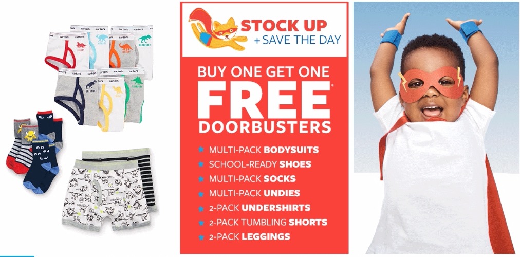 Carter’s BOGO FREE Shoes, Underwear, Socks, Leggings, and MORE + FREE Shipping on ALL Orders!