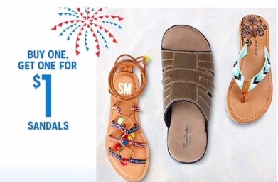 Sandals on Sale Buy One, Get One for $1!