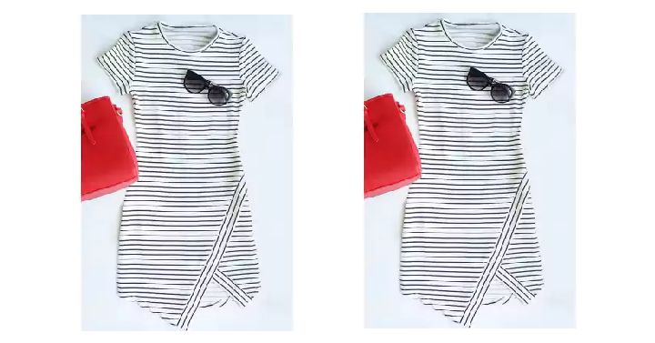 Asymmetrical Striped T-Shirt Dress Only $5.72 Shipped!
