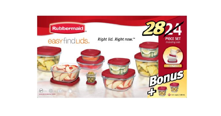 Rubbermaid Easy Find Lids Food Storage Container Set (24-Piece+ 4-Piece Bonus) Only $9.12! (Reg. $21.83)