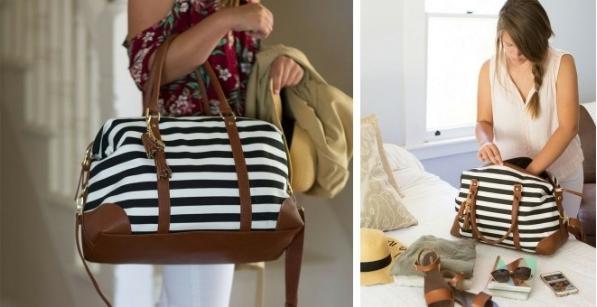 Striped Weekender Bag – Only $49.99! Perfect for Summer Trips!