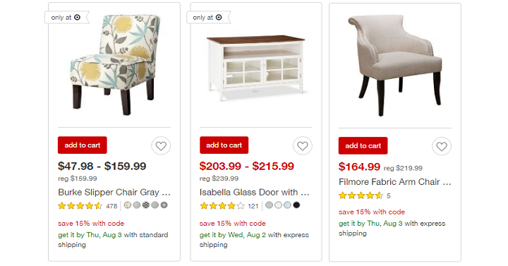 Target: Up to 25% Off Home Furniture & More + Save an Extra 15% Off At Checkout!