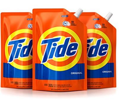 Tide Smart Pouch Original Scent HE Turbo Clean Liquid Laundry Detergent, Pack of 3, 48 oz. pouches – Only $12.59!