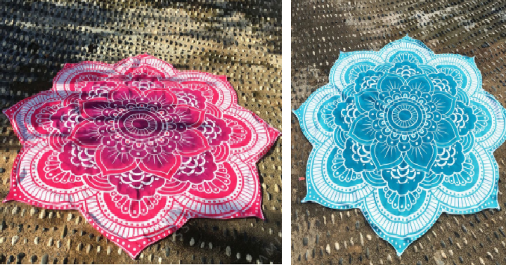 Summer Lotus Flower Round Beach Towel Only $6.00 Shipped!