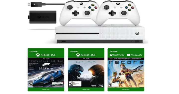 Amazon Prime Day Deal: Xbox One Console/Play & Charge Kit/2 Xbox White Wireless Controller + 3 Digital Games Only $239.99 Shipped! (Reg. $369)