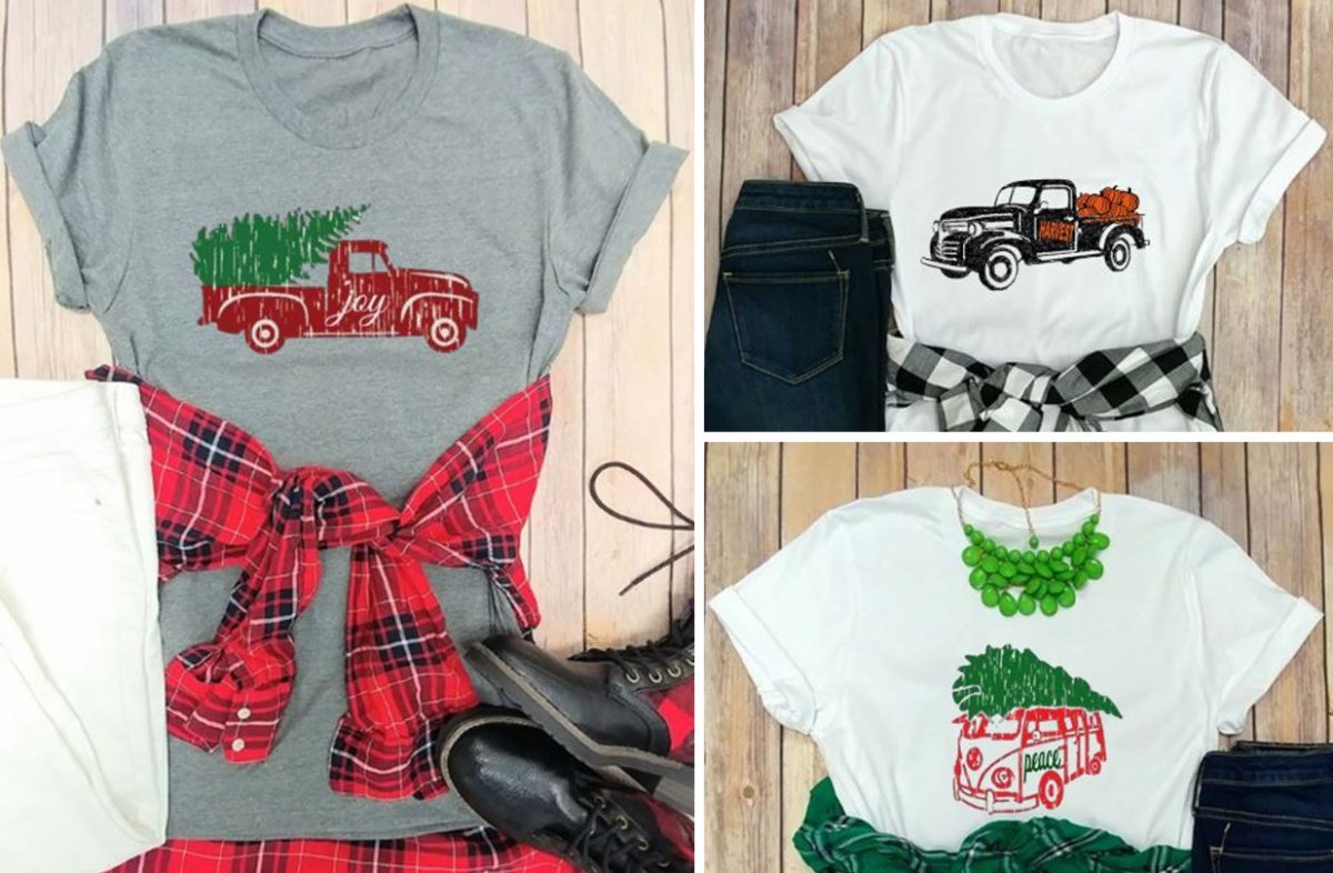 Vintage Fall Christmas Truck T Shirts Only $13.99!