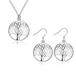 Sterling Silver Plated Tree of Life Earrings and Necklace Jewelry Set – Just $10.99!