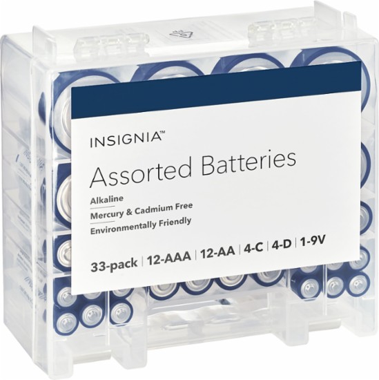 Insignia Assorted Batteries with Storage Box (33-Pack) – Just $8.99!