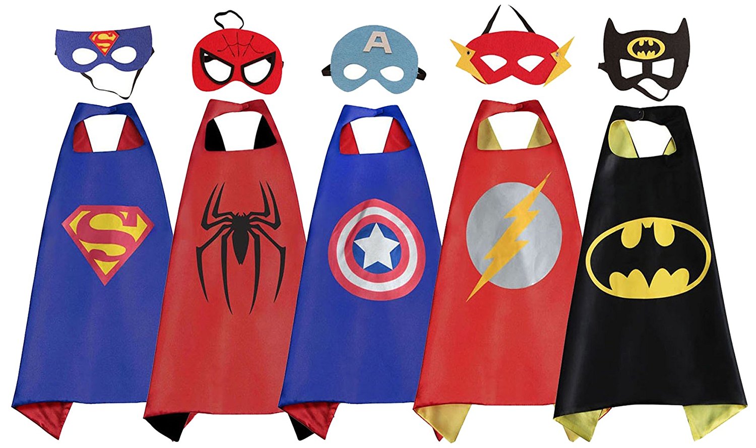 5 Super Hero Dress Up Costumes – Satin Capes with Felt Masks – Just $17.95!