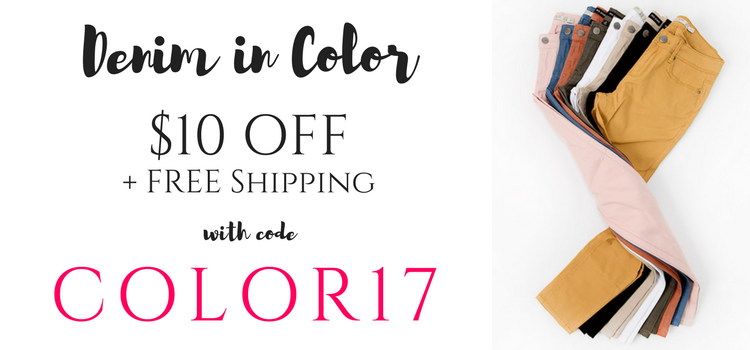 Style Steals at Cents of Style – Colored Denim for $10.00 Off! FREE SHIPPING!