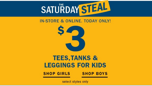 WOW! $3.00 Tee’s, Tanks, & Leggings For Kids & 50% Of Jeans For The Whole Family Today Only At Old Navy!