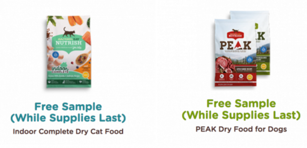 Free Sample of Rachael Ray PEAK Dog Food & Nutrish Cat Food!