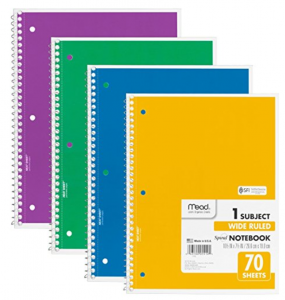 Mead Spiral 70-Count 1-Subject Notebook 4-Pack Just $4.99 As Add-On Item!