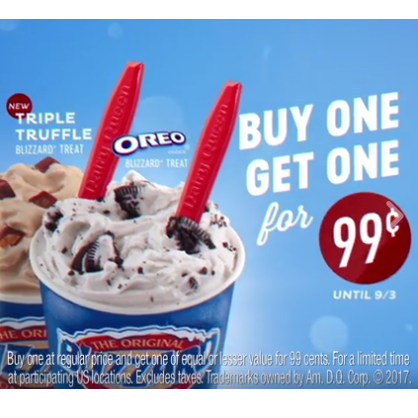 Diary Queen: Buy One Blizzard Get One For $.99!