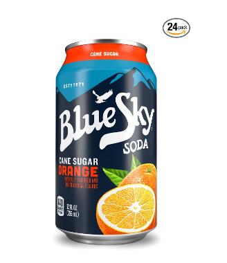 Blue Sky Cane Sugar Soda (Orange, 12 Ounce, Pack of 24) – Only $7.99!