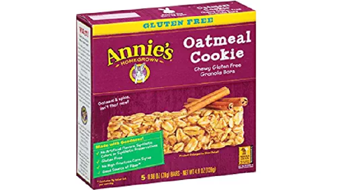 Annie’s Gluten Free Chewy Granola Bars, Oatmeal Cookie Bars (5 Count) Only $1.50! (Add -On Item)