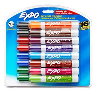 Expo Low-Odor Dry Erase Markers, Chisel Tip, 16-Pack – Only $7.44!