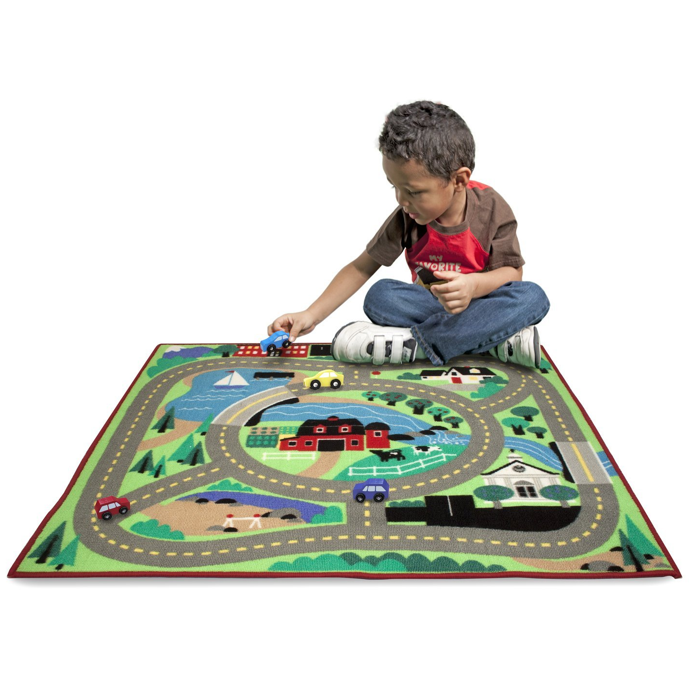 Melissa & Doug Round the Town Road Rug and Car Activity Play Set With 4 Wooden Cars Only $20.79!