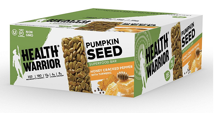 Health Warrior Pumpkin Seed Bars, Honey Cracked Pepper Turmeric (12 Count) Only $11.39 Shipped!