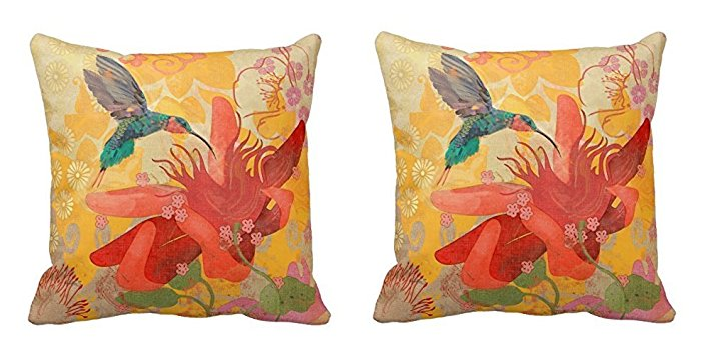 Bright and Colorful Hummingbird Throw Pillow Cover Only $1.29 Shipped!!