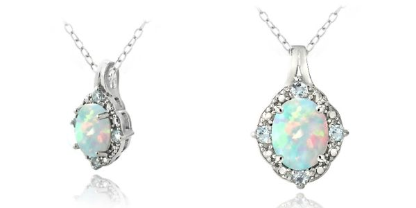 White Opal and Blue Topaz Necklace Just $23.99!