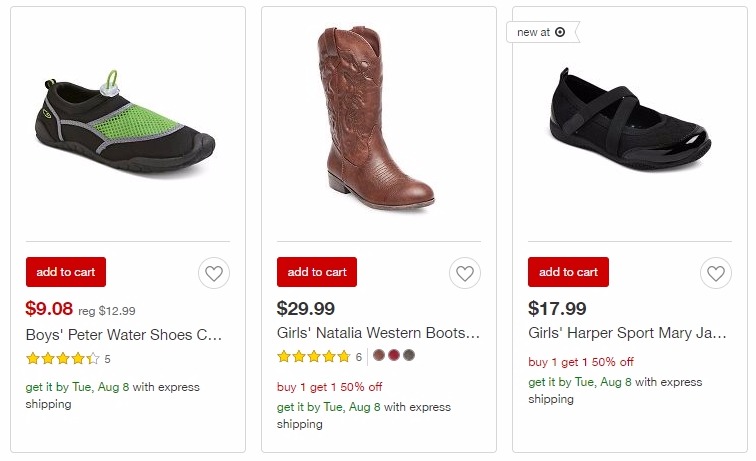 Kid’s Shoes BOGO 50% OFF at Target!!