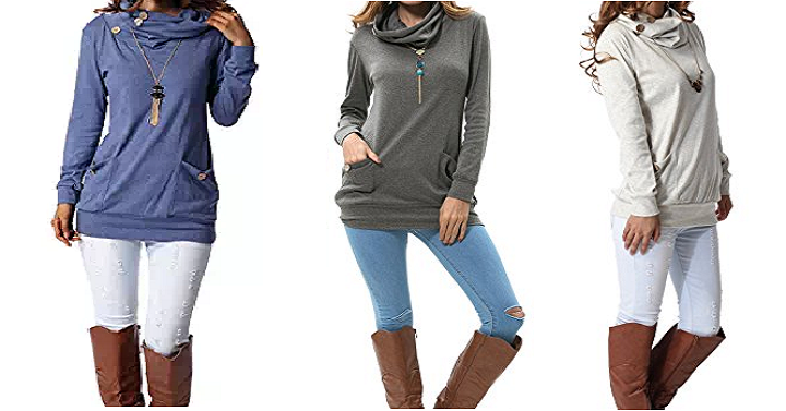 Women’s Long Sleeve Button Tunic Top with Pockets Only $19.99!