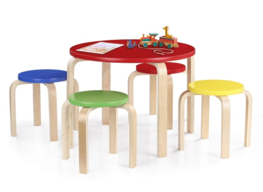 RUN! Solid Wood Round Kids Table and 4 Chairs Set Just $41.99 Shipped!