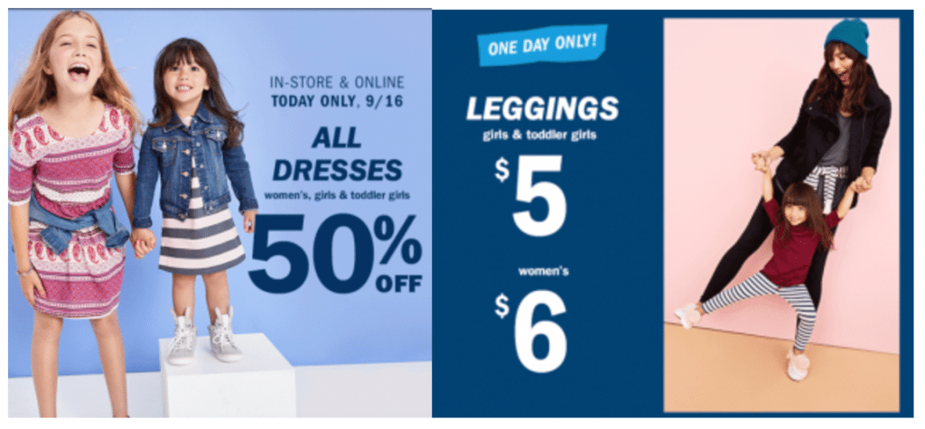 50% Off ALL Dresses, $10 Tunic Tee’s, $5 & $6 Leggings At Old Navy! In-store, Online & Today Only!