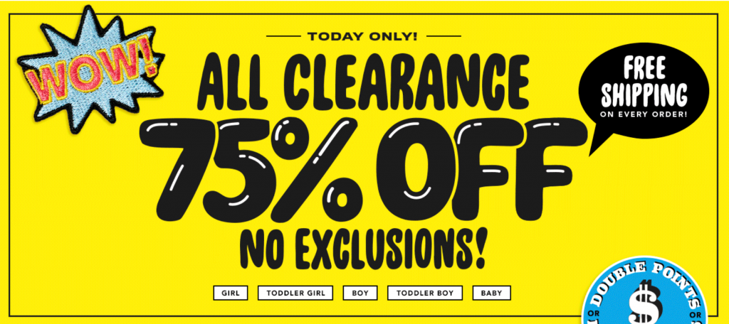 RUN!!! 75% Off All Clearance & FREE Shipping Today Only At The Children’s Place!