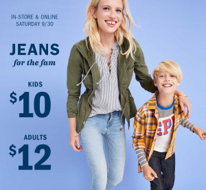 $12 Adult Jeans & $10 Kids Jeans Today Only At Old Navy!