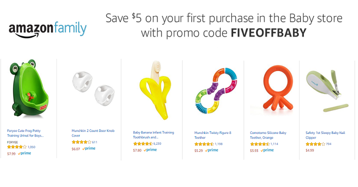 Amazon Family: Save $5.00 Off Your First Baby Store Purchase of $5.01 or More!