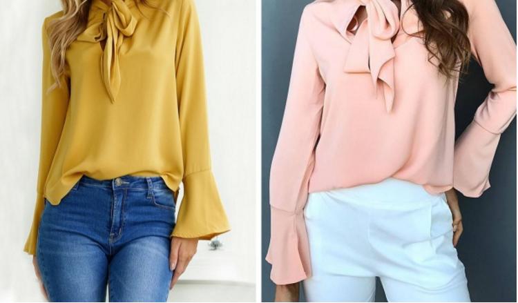 Bell Sleeve Front Tie Chiffon Blouse – Only $18.99!
