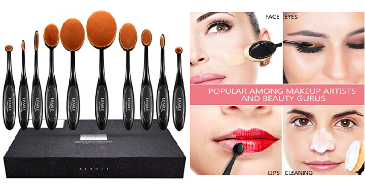 LiSmile 10-piece Oval Makeup Brushes Only $14.99! (Reg. $30.99)