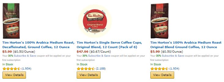 Amazon: 30% Off Tim Horton’s Premium Coffee + FREE S&S Shipping!